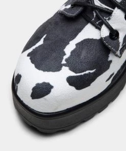 Elegant Shoes Ltd DAISY Platform Cow Print Military Boots