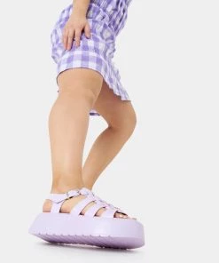 KOI Footwear NEW IN Riakuma Lilac Croc Chunky Sandals