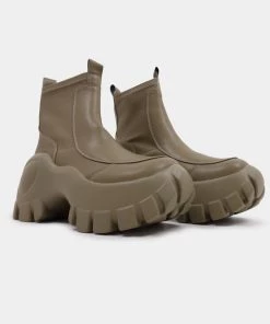 KOI Footwear NEW IN Raven Scars Khaki Bubble Chelsea Boots 9 KOI Footwear NEW IN Raven Scars Khaki Bubble Chelsea Boots