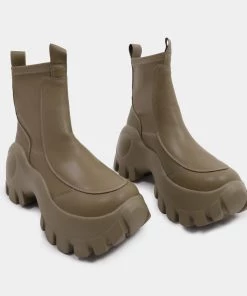 KOI Footwear NEW IN Raven Scars Khaki Bubble Chelsea Boots 10 KOI Footwear NEW IN Raven Scars Khaki Bubble Chelsea Boots