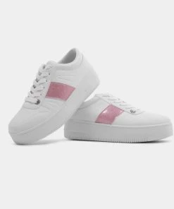 KOI Footwear Eternia Pink Stripe Platform Trainers SS22