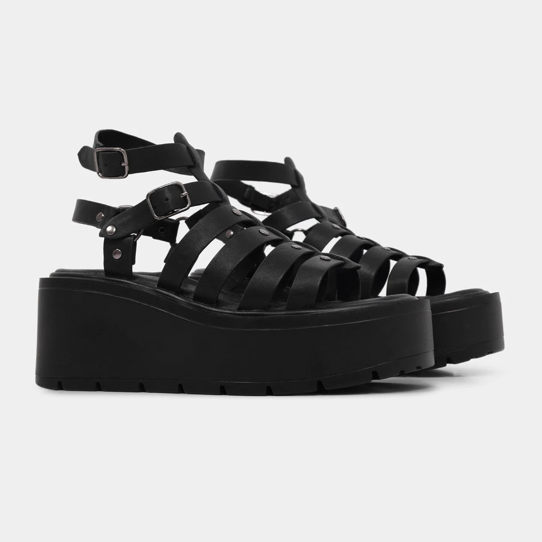 KOI Footwear Battle Ground Strappy Wedge Sandals NEW IN 7 KOI Footwear Battle Ground Strappy Wedge Sandals NEW IN