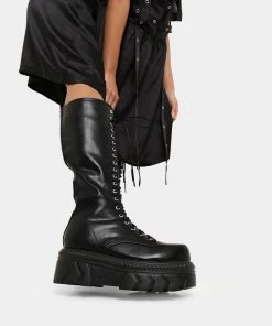 Elegant Shoes Ltd WOMEN'S Alaric Lace Up Long Stomper Boots