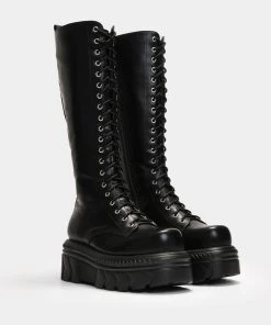 Elegant Shoes Ltd WOMEN'S Alaric Lace Up Long Stomper Boots 14 Elegant Shoes Ltd WOMEN'S Alaric Lace Up Long Stomper Boots