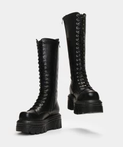 Elegant Shoes Ltd WOMEN'S Alaric Lace Up Long Stomper Boots 12 Elegant Shoes Ltd WOMEN'S Alaric Lace Up Long Stomper Boots