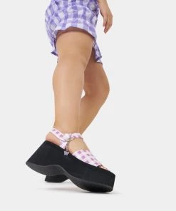 KOI Footwear Flying Whispers Purple Plaid Butterfly Sandals NEW IN