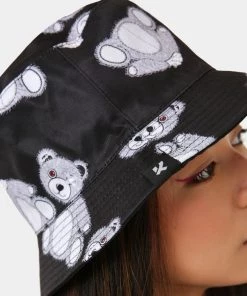 KOI Footwear Goth Wounded Bear Black Bucket Hat