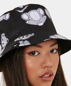 KOI Footwear Goth Wounded Bear Black Bucket Hat