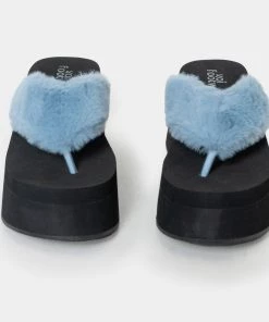 KOI Footwear Sugar Paws Fluffy Blue Flatform Thong Sandals 13 KOI Footwear Sugar Paws Fluffy Blue Flatform Thong Sandals
