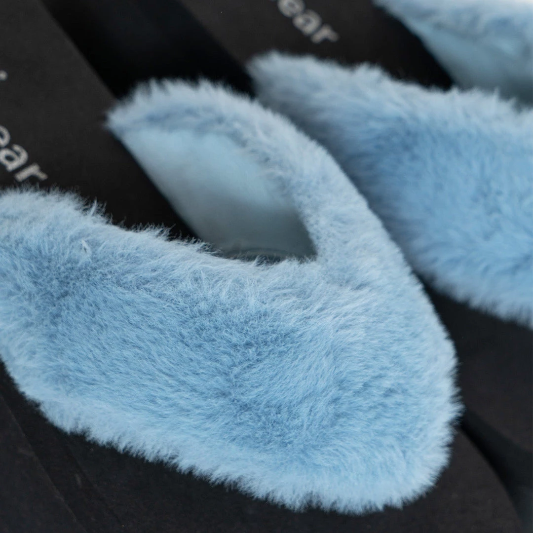 KOI Footwear Sugar Paws Fluffy Blue Flatform Thong Sandals 8 KOI Footwear Sugar Paws Fluffy Blue Flatform Thong Sandals