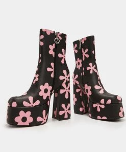 KOI Footwear Empty Flowers Platform Heeled Boots