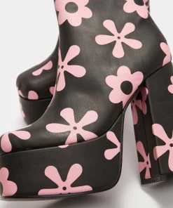 KOI Footwear Empty Flowers Platform Heeled Boots