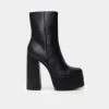KOI Footwear Lexus Black Platform Heeled Boots WOMEN'S