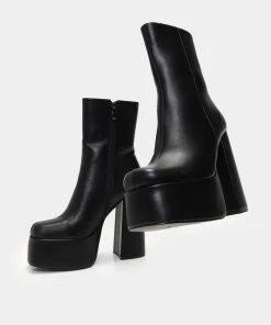 KOI Footwear Lexus Black Platform Heeled Boots WOMEN'S