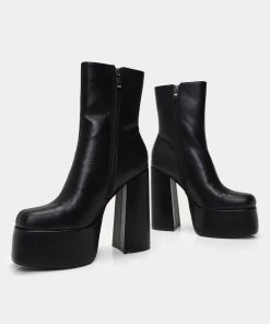 KOI Footwear Lexus Black Platform Heeled Boots WOMEN'S