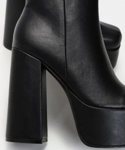 KOI Footwear Lexus Black Platform Heeled Boots WOMEN'S