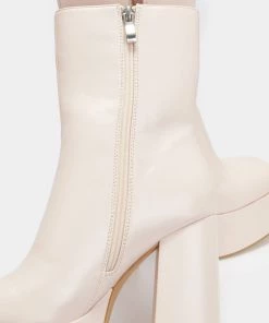 KOI Footwear Lexus Cream Platform Heeled Boots NEW IN