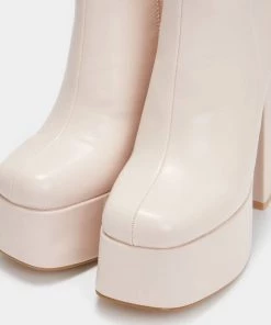 KOI Footwear Lexus Cream Platform Heeled Boots NEW IN