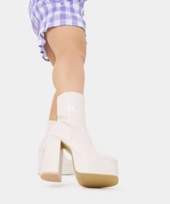 KOI Footwear Lexus Cream Platform Heeled Boots NEW IN