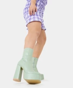KOI Footwear Lexus Green Platform Heeled Boots NEW IN
