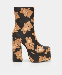 KOI Footwear Kawaii Bungle Burden Teddy Platform Heeled Boots