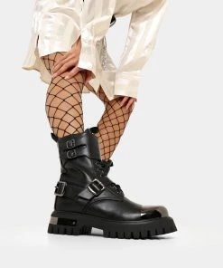 Meijiali Shoes Desolation Gunmetal Combat Boots Goth