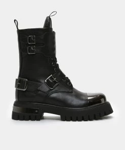 Meijiali Shoes Desolation Gunmetal Combat Boots Goth
