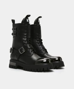 Meijiali Shoes Desolation Gunmetal Combat Boots Goth
