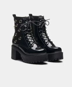 KOI Footwear Goth Tragus Patent Rock Boots