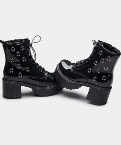 KOI Footwear Goth Tragus Patent Rock Boots