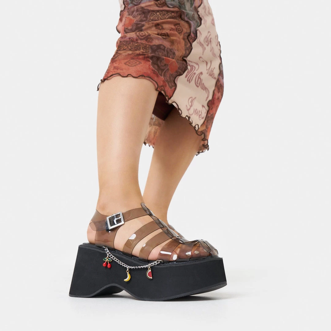 KOI Footwear NEW IN Tutti Frutti Black Jelly Flatform Sandals 4 KOI Footwear NEW IN Tutti Frutti Black Jelly Flatform Sandals