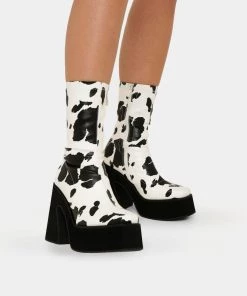 Elegant Shoes Ltd WOMEN'S Holy Cow Print Heeled Boots 12 Elegant Shoes Ltd WOMEN'S Holy Cow Print Heeled Boots