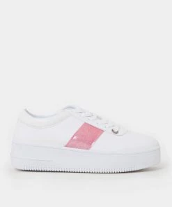 KOI Footwear Eternia Pink Stripe Platform Trainers SS22