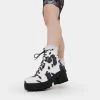 Elegant Shoes Ltd DAISY Platform Cow Print Military Boots