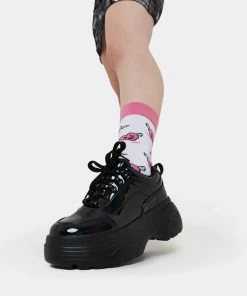 Elegant Shoes Ltd WOMEN'S Striker Black Hologram Bubble Trainer