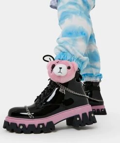 KOI Footwear Hallucination Scares Pink Teddy Bear Boots Kawaii