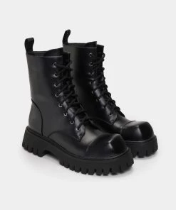 KOI Footwear Gimli Black Square Toe Lace Up Boots SALE