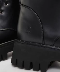 KOI Footwear Gimli Black Square Toe Lace Up Boots SALE