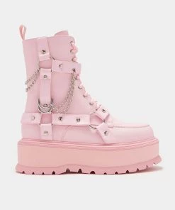 KOI Footwear Yami Pastel Pink Platform Boots NEW IN