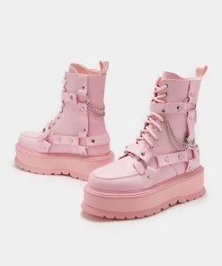 KOI Footwear Yami Pastel Pink Platform Boots NEW IN
