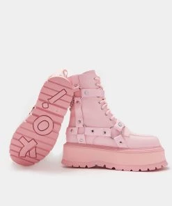KOI Footwear Yami Pastel Pink Platform Boots NEW IN