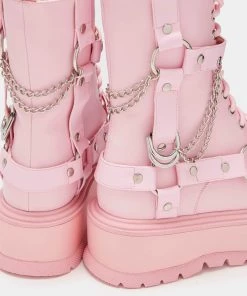 KOI Footwear Yami Pastel Pink Platform Boots NEW IN