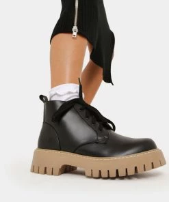 KOI Footwear Moon Runner Beige Sole Lace Up Boots