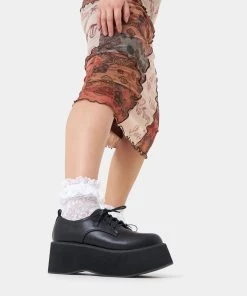 KOI Footwear NEW IN Dojin Black Flatform Lace Up Shoes