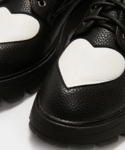 KOI Footwear Hathor White Heart Black Shoes NEW IN