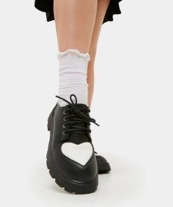 KOI Footwear Hathor White Heart Black Shoes NEW IN