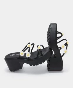 KOI Footwear NEW IN Blooming Daisy Oasis Black Strappy Sliders