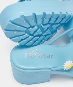 KOI Footwear NEW IN Blooming Daisy Oasis Blue Strappy Sliders