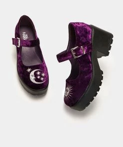 Elegant Shoes Ltd NEW IN Tira Witchy Mary Janes 'Della Purple Velvet Edition'