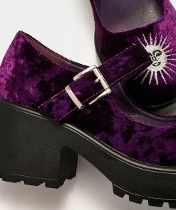Elegant Shoes Ltd NEW IN Tira Witchy Mary Janes 'Della Purple Velvet Edition'